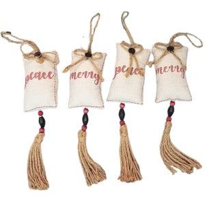 Hobby Lobby 4-Piece Set HEARTLAND HOLIDAY Burlap Ornaments